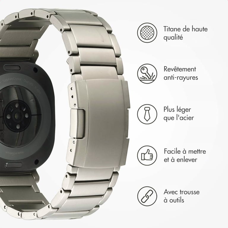 Bracelet Samsung Galaxy Watch Ultra 26mm Acier Titane mat - vue 3