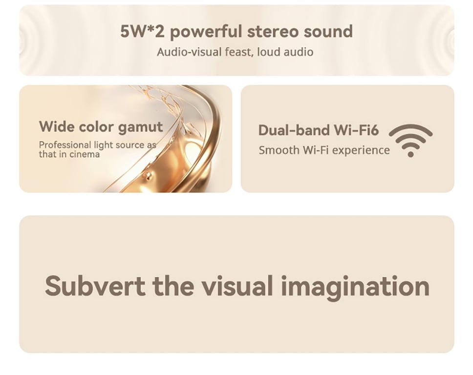 Wanbo X5 Projecteur De Film 1100 Ansi Lumens 1920 X 1080 Pixels Or B - vue 4