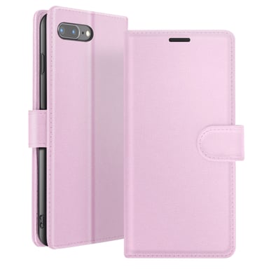 Étui Portefeuille pour iPhone 8 Plus / 7 Plus Support et Languette Magnétique Rose