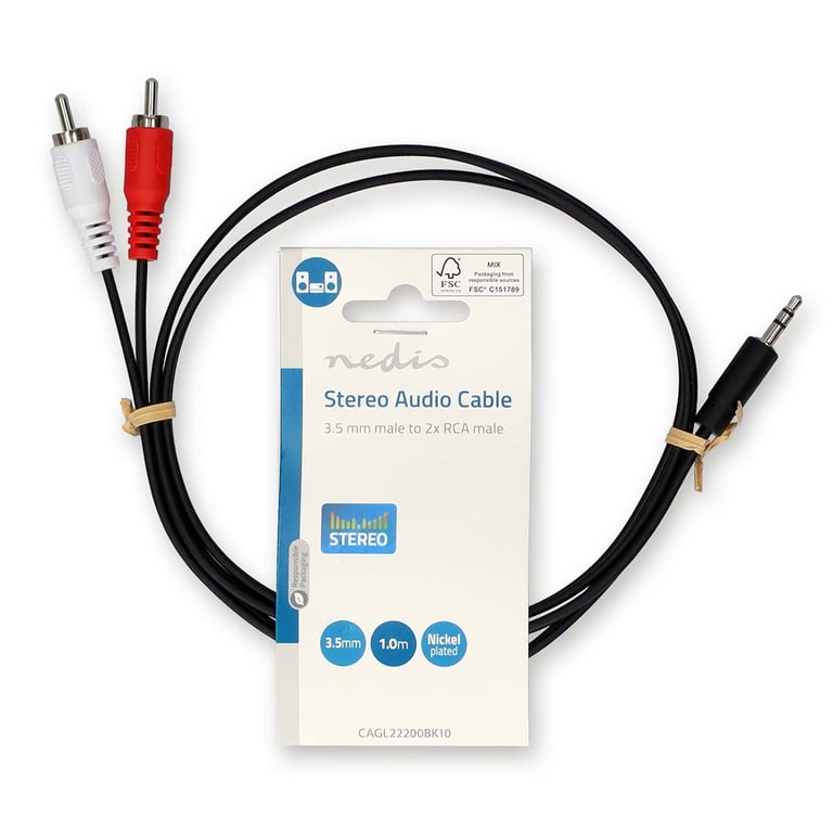 Câble Audio Nedis 3.5 mm Mâle vers 2x RCA Mâle – 1 m - vue 2