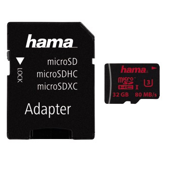 Tarjeta microSDHC de 32 GB UHS Speed Class 3 UHS-I 80 MB/s + adaptador para fotos