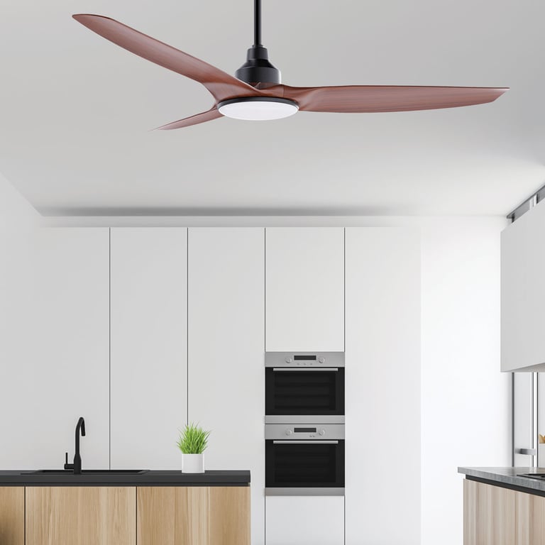 Fanelite Ventilateur de plafond 132 cm noir et ABS imitation bois FANDC52LN-BKD - Moteur DC 18W - LED 20W dimmable 3 couleurs Marron - vue 3