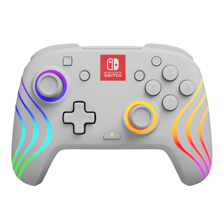 PDP Afterglow Wave Wireless Pro Controller with Full Motion for Nintendo Switch Nintendo Switch OLED Model 8 RGB LED Lighting Zones 30 Foot Range 20 Hour Rechargeable Battery