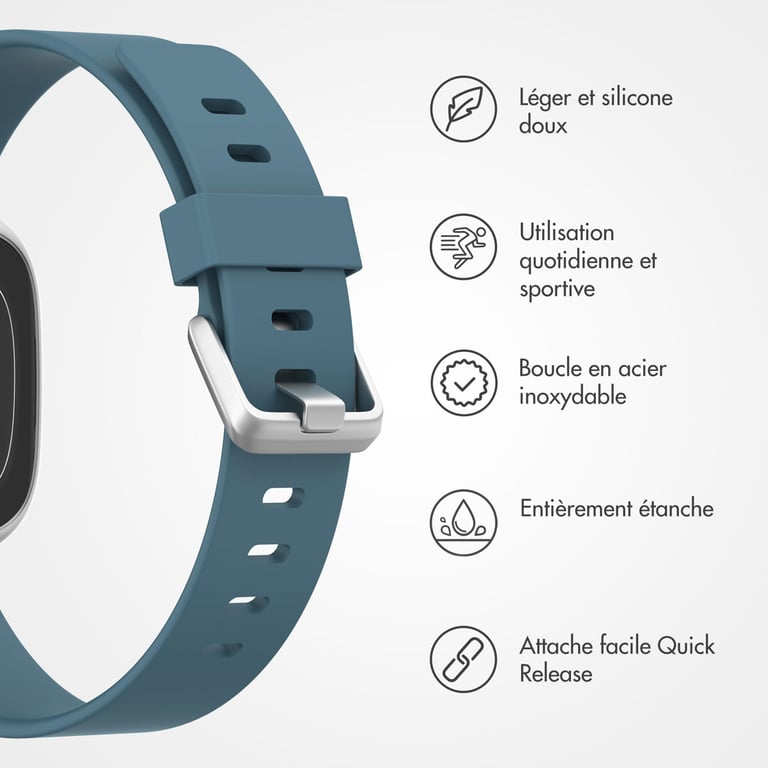 imoshion Bracelet silicone pour Fitbit Versa / Versa 2 / Versa Lite - Taille S - Bleu & Gris - Neuf