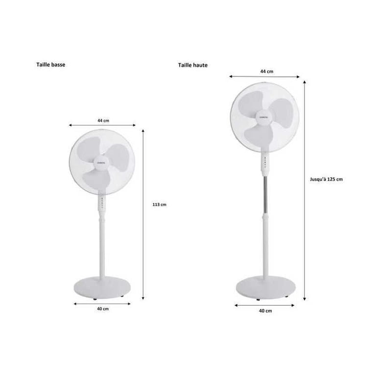 Ventilateur sur pied OCEANIC OCEAVP45W3 45 W 44 cm 3 vitesses oscillant blanc - Neuf