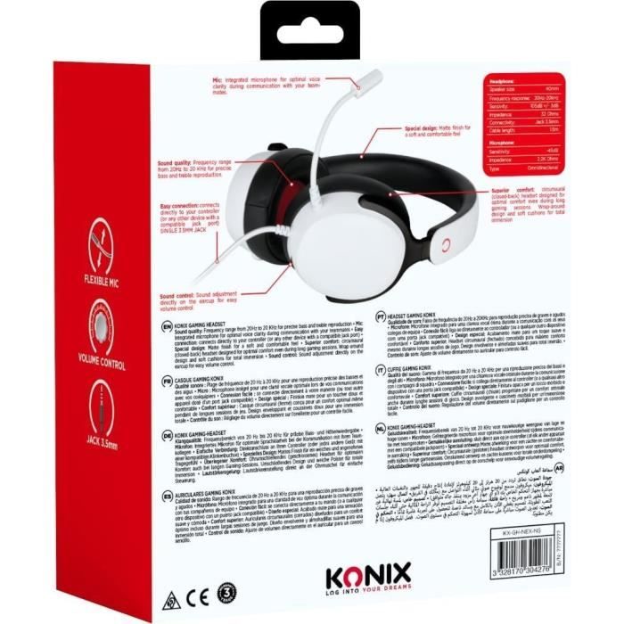 Casque gamer KONIX Circum aural filaire Nexus Nintendo Switch 2 Haut parleurs 40 mm Micro Jack 3.5 mm - vue 3