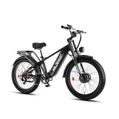 Bicicleta eléctrica WILDEWAY Soared Pro para adultos, batería extraíble de 48 V y 30 Ah, frenos de disco hidráulicos - negra