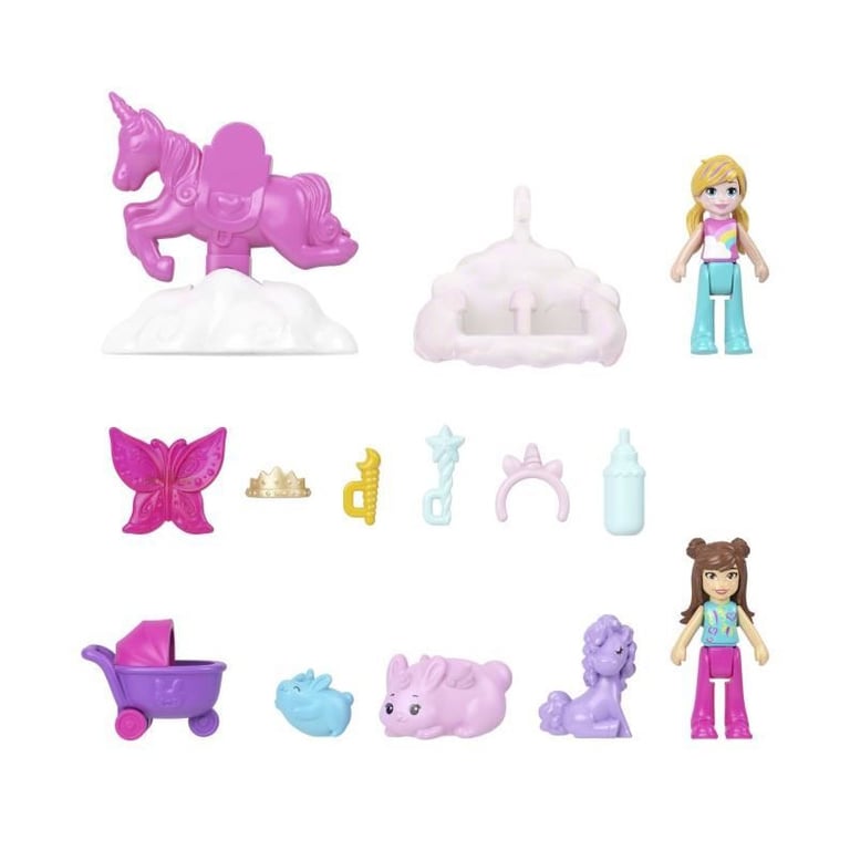 Polly Pocket - Coffret 2 en 1 Lapin - Avec 2 figurines et 12 accessoires - Polly Pocket - JFT88 - Neuf