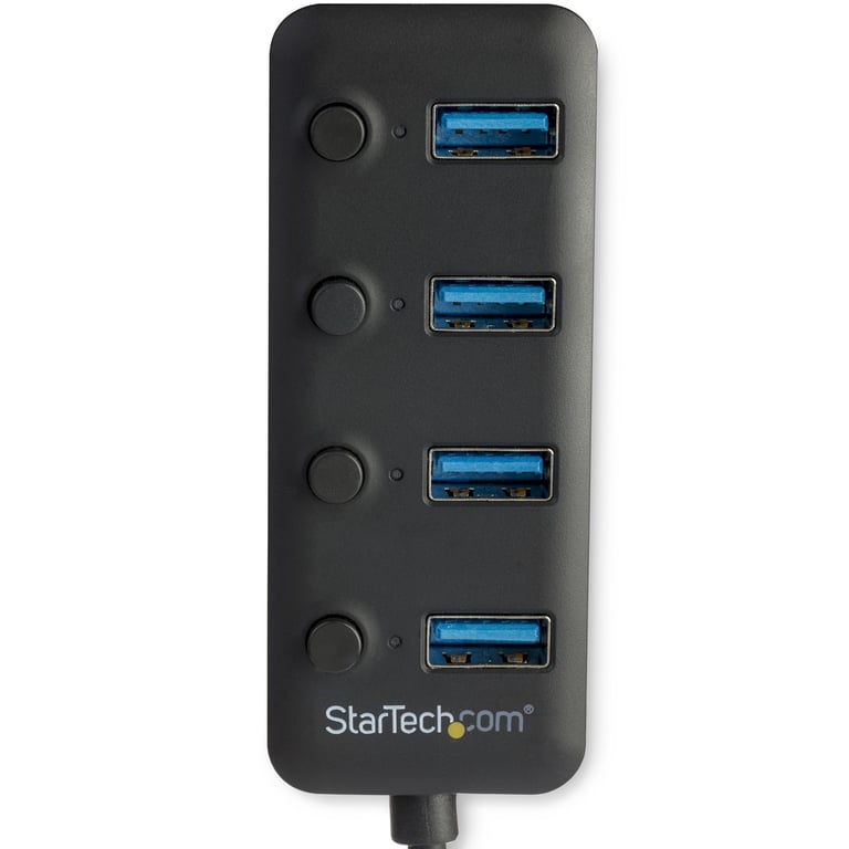 StarTech.com Hub USB 3.0 4 Ports -USB-A vers 4x USB 3.0 Type-A avec 1x Interrupteur On/Off par Port- SuperSpeed USB 3.2 Gen 1 (5Gbps) - Alimenté par Bus - Portable - Câble 25 cm - Neuf
