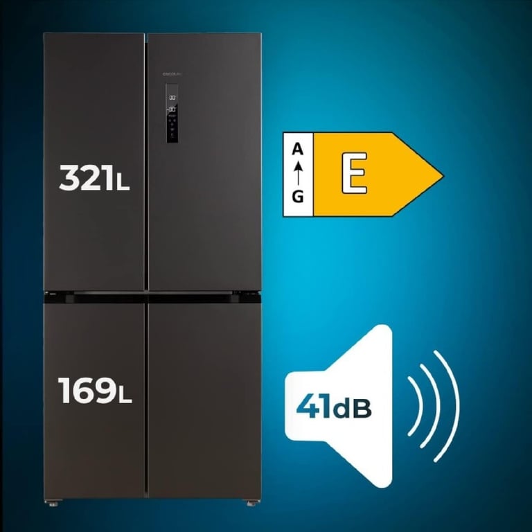 Cecotec American Refrigerator 4 Doors 490 CoolMarket 4D 490 E. 183 cm High 91 cm Wide Low Power Consumption Inverter Plus Engine Fast Cooling and Fast Freezing Total NoFrost - vue 2