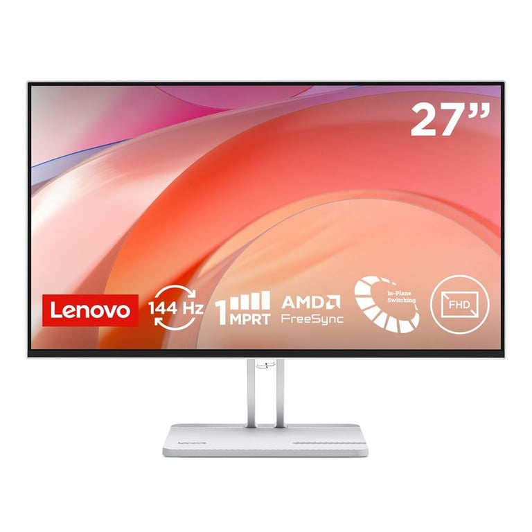 Écran PC 27  Lenovo L27-45 Full HD IPS 144Hz 1 ms FreeSync Argent/Blanc - Neuf