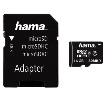 MicroSDHC 16GB clase 10 UHS-I 80 MB/s + adaptador/móvil