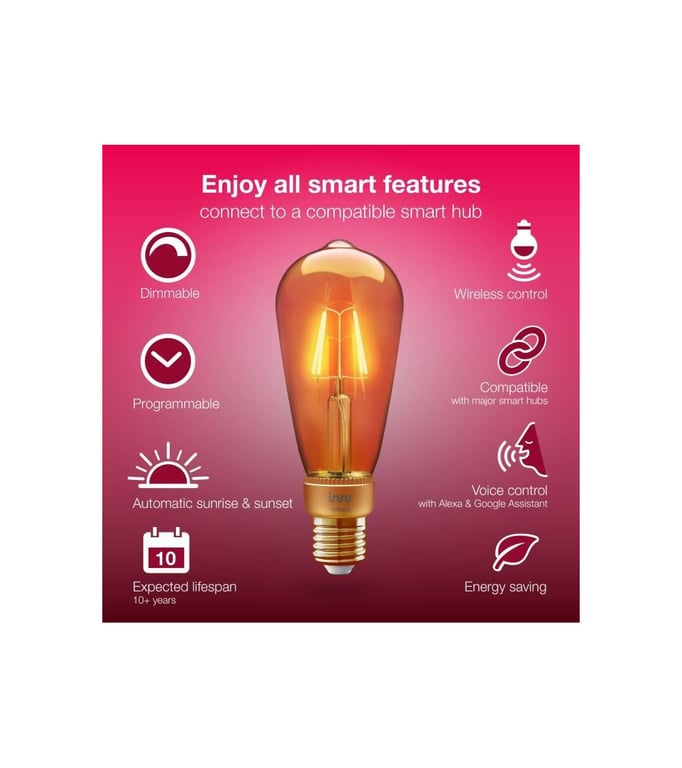 Smart Filament Bulb E27 Vintage Edison (2er-Pack, ersetzt 30 Watt)