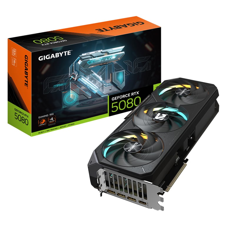GIGABYTE GeForce RTX 5080 GAMING 16G Carte Graphique GDDR7 256 bits PCI E 5.0 2617MHz Core Clock 3 x DisplayPort 1 x HDMI NVIDIA DLSS 4 GV N5080GAMING 16GD Neuf