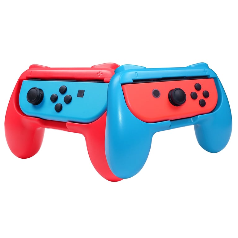 Subsonic Grips manette pour Joy-Cons Nintendo Switch - Pack de 2 poignées de confort pour Joy Cons rouge et bleu fluo
