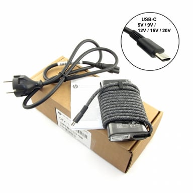 original charger (power supply) 671R3AA#ABB, 20V, 3.25A for EliteBook 850 G5 (4BC95EA), 65W Slim, USB-C connector