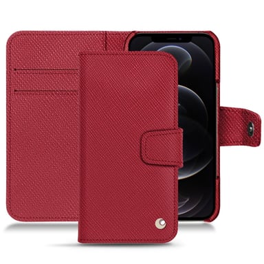 Housse cuir Apple iPhone 12 Pro Max -  - Rouge - Cuir saffiano