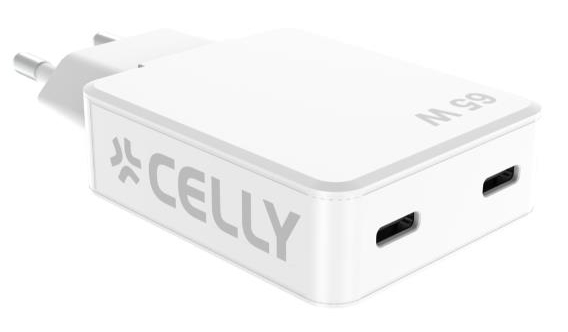 Celly SLIMTC2C65WWH cargador de dispositivo móvil Portátil, Smartphone, Tableta Blanco Corriente alterna Carga rápida Interior