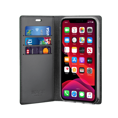 Diarycase 2.0 Guscio in vera pelle con supporto magnetico per Apple iPhone 11 Pro, verde notte