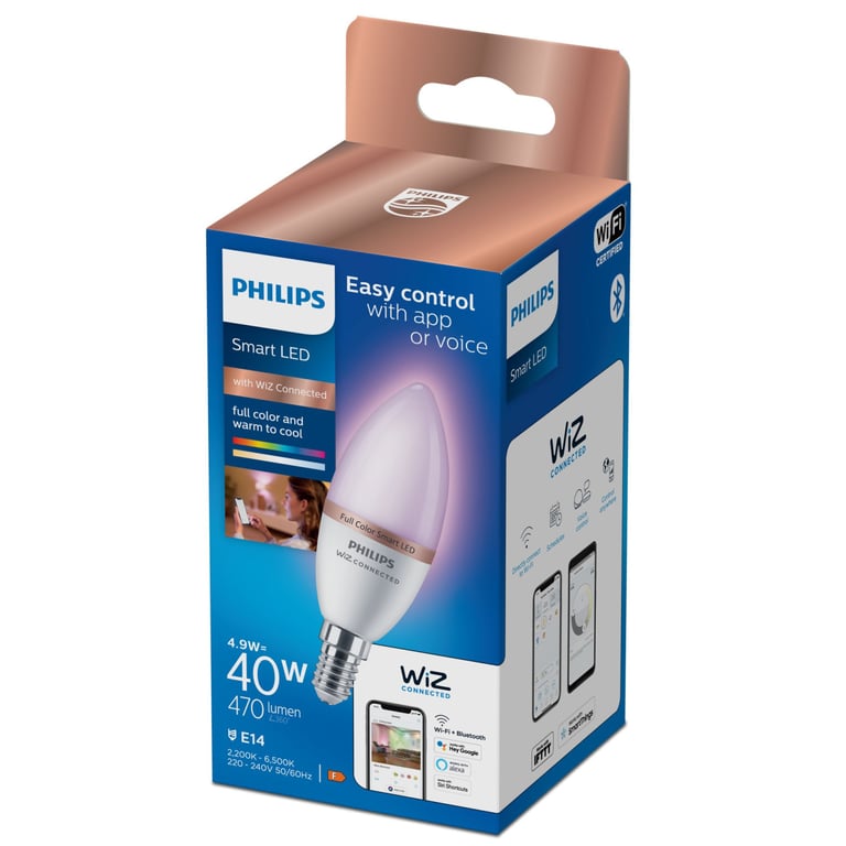 Ampoule LED Connectée Philips 37206100 E14 – Multicolore, Dimmable, Wi-Fi WIZ - vue 6