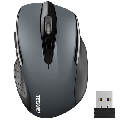 TECKNET M003 Ratón Ergonómico Inalámbrico - 5 DPI USB Plug & Play Conexión Estable - Gris