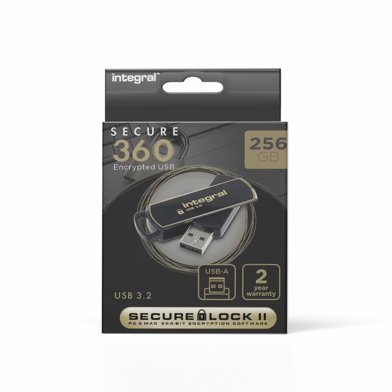 Integral INFD256GB360SEC3.0 lecteur USB flash 256 Go USB Type-A 3.2 Gen 1 (3.1 Gen 1) Noir, Or - Neuf