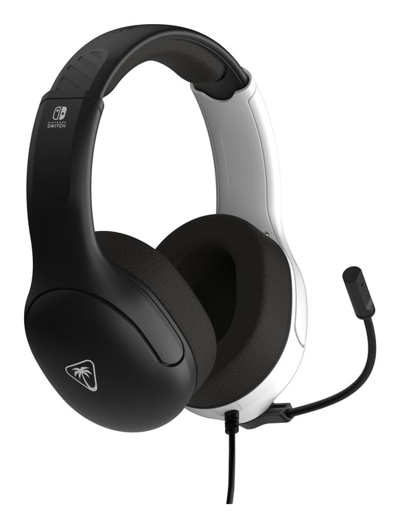 Turtle Beach Airlite Fit Casque de Jeu Filaire Noir et Blanc sous Licence Officielle pour Toutes Les Nintendo Switch - Microphone à Bascule et Silencieux, Oreillettes de Confort supérieur - Neuf
