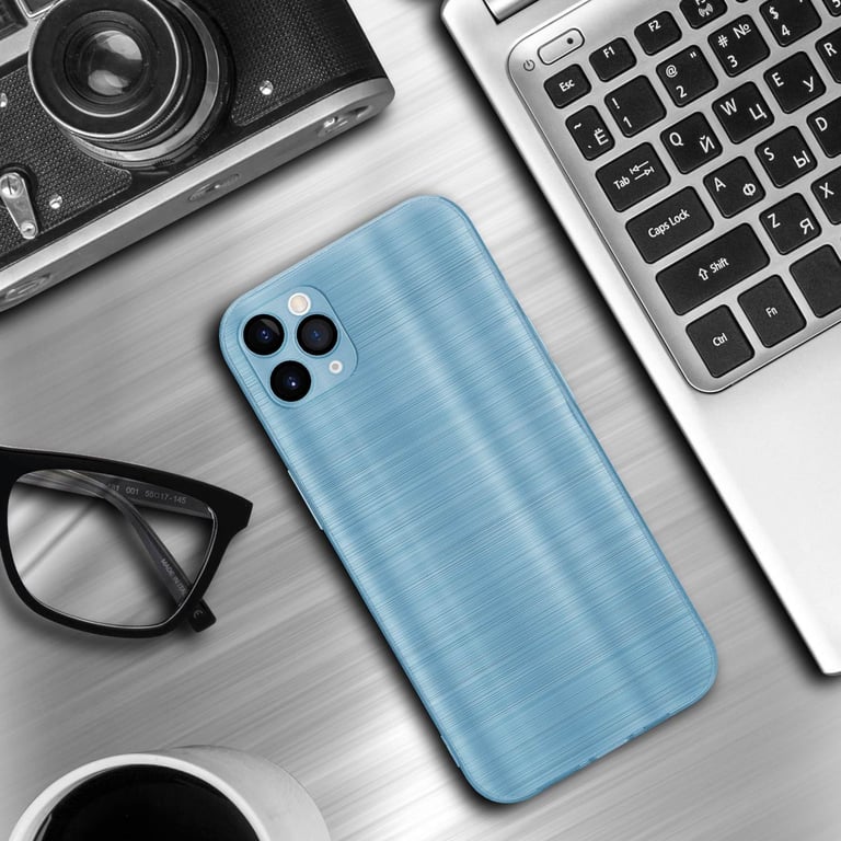 Coque pour Apple iPhone 11 PRO MAX en Brushed Turquoise Housse de protection Étui en silicone TPU flexible au design brossé