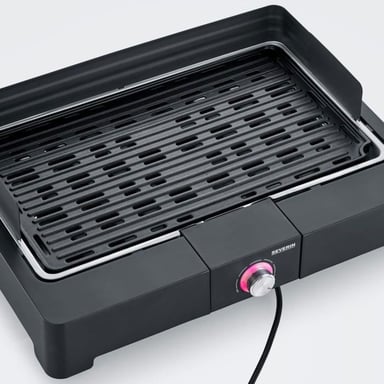 Barbecue électrique de table SEVERIN PG8567 2200 W avec grille amovible et pare-vent noir - Neuf