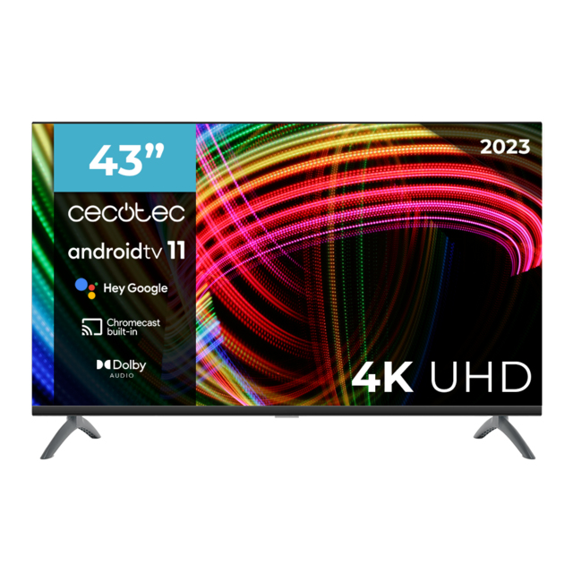 Cecotec TV LED 43" Smart TV A3 Series ALU30043. Résolution 4K UHD Android 11 Frameless Google Voice Assitant et Chromecast Sistema Dolby Vision Modèlle 2023