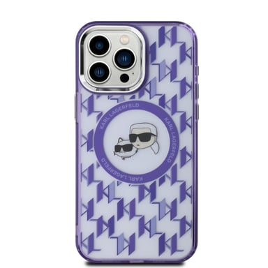 Custodia Karl Lagerfeld per iPhone 15 Pro Max 6,7'' viola Custodia rigida IML Monogram Karl&Choupette Head MagSafe
