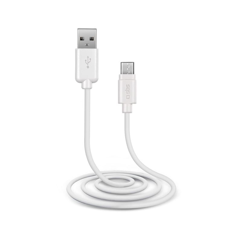 SBS TECABLEMICROW câble USB USB 2.0 1 m Micro-USB B USB A Blanc - Neuf