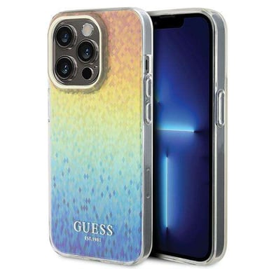Custodia Guess per iPhone 15 Pro 6.1'' multicolore Custodia rigida IML Specchio sfaccettato Disco Iridescente