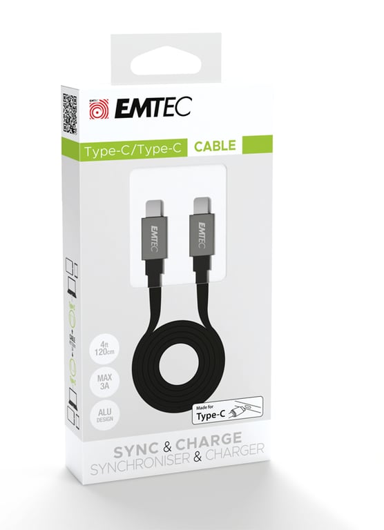 Emtec T700C2 câble USB 1,2 m USB C Noir