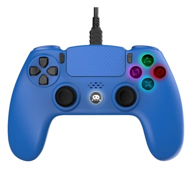 Manette Filaire Bleue pour PS4 de Freak and Geeks avec Câble de 3 mètres et Prise Jack Intégrée