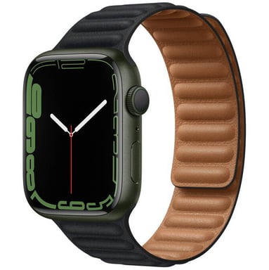 Bracelet Leather Link pour Apple Watch Series 1 t/m 11 / SE / Ultra (44/45/46/49 mm) - Taille M/L - Midnight