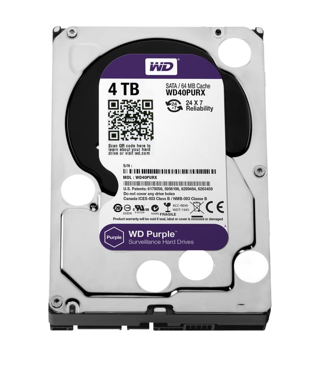 Western Digital Purple disque dur 4 To 5400 tr/min 64 Mo 3.5  Série ATA III - Neuf