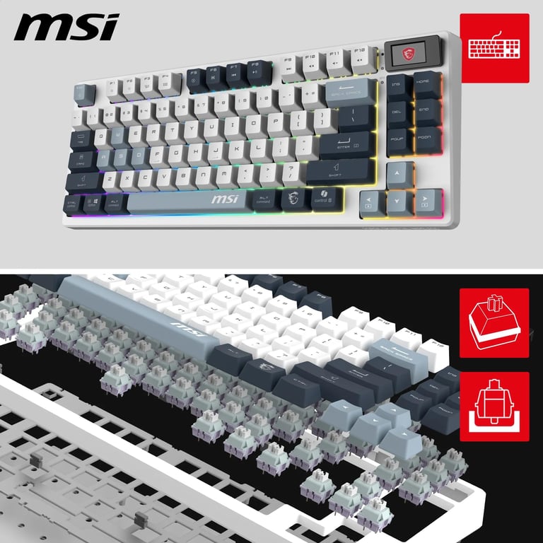 MSI FORGE GK600 TKL Sans Fil Sky - vue 3