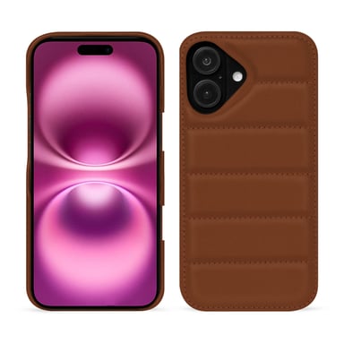Coque matelassée Apple iPhone 16 Plus -  - Marron - Cuir lisse