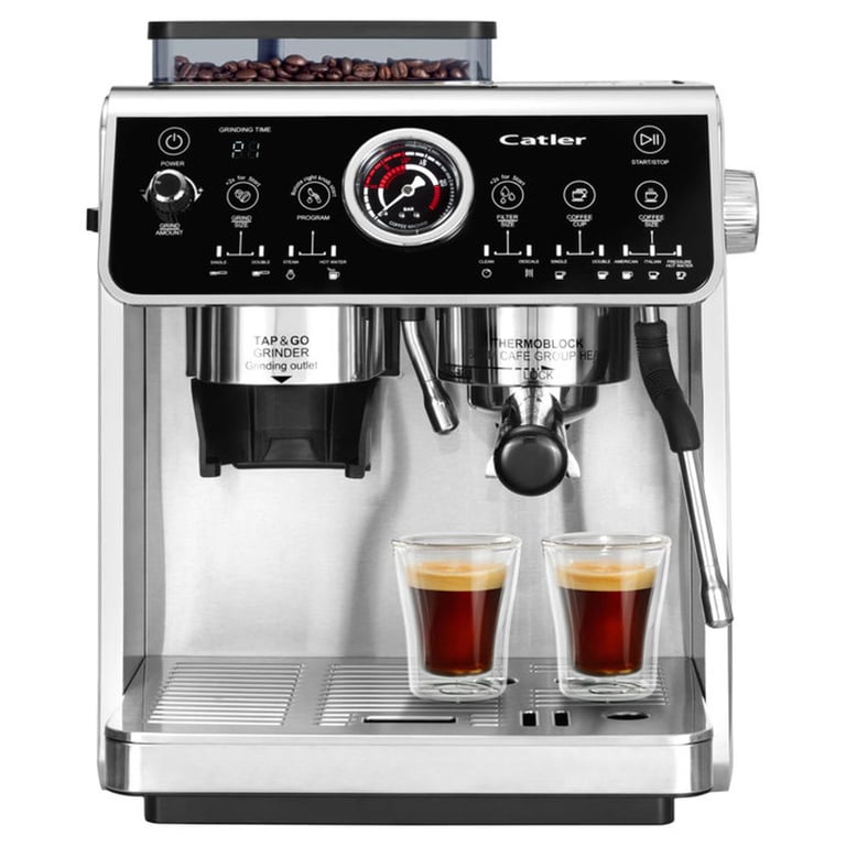 Machine à expresso à levier CATLER ES 910 Café en grains Double pompe 205 bars Broyeur inox 30 niveaux inox - vue 4