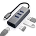 Satechi Hub USB con 3 USB 3.0 y Ethernet 1000Mbps Gris