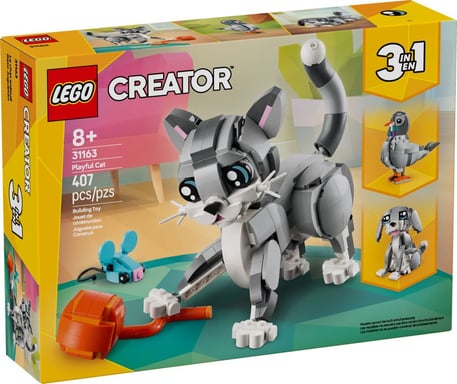 LEGO Creator 31163 Gatto Giocatore 3-in-1 con Accessori, Modello Articolato per Bambini da 8 Anni
