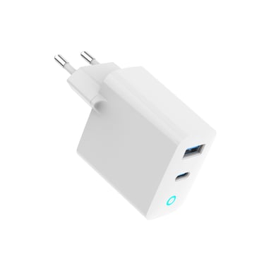 Caricabatterie da rete Gembird - 1x USB-C + 1x USB-A 30W (bianco)