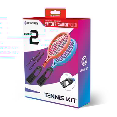 Manettes raquette Oniverse Tennis Kit Pack de 2 pour Nintendo Switch Bleu/Rose