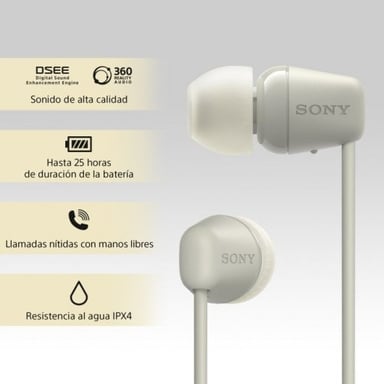 Sony WI-C100 Auriculares Inalámbrico Dentro de oído Llamadas/Música Bluetooth Beige