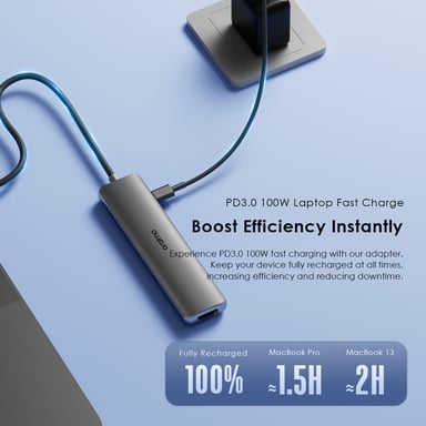 oraimo PowerTrans 7-en-1 – Hub USB-C multifunción con HDMI 4K, USB-A, USB-C, SD/microSD, Power Delivery 100W
