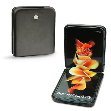 Coque cuir Samsung Galaxy Z Flip3 - Seconde peau - Noir - Cuir lisse