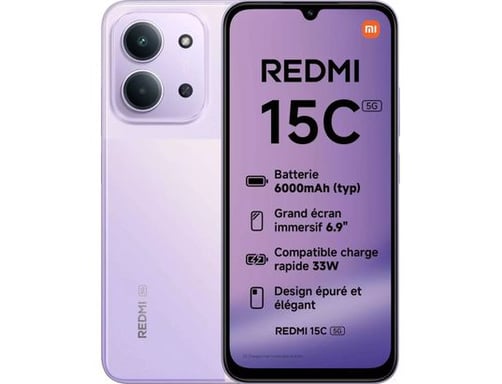 Xiaomi Redmi 15C 5G 17,5 cm (6.9'') Ranura híbrida Dual SIM USB Tipo C 4 GB 256 GB 6000 mAh Violeta