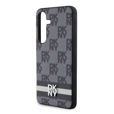 Coque pour Galaxy S24 Plus Élégante avec Motifs à Carreaux et à Rayures Noir