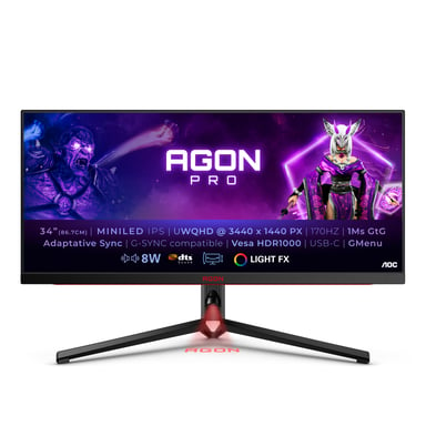 AOC AGON PRO AG344UXM 86,4 cm (34'') UltraWide Quad HD LED Flat Panel PC Monitor Negro, Rojo
